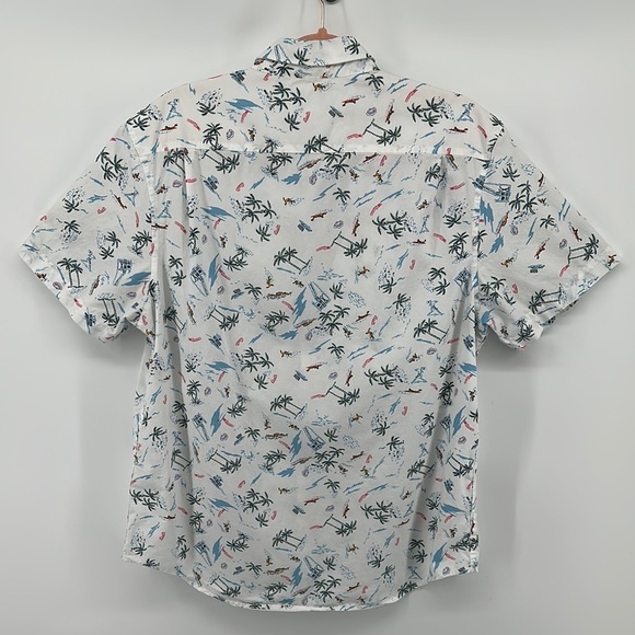 Original Penguin White&Blue Surfer&Beach Design Casual Button Down Shirt Sz Lg - Picture 7 of 11